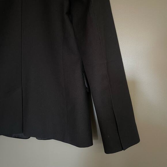 Helmut Lang Shiny Lapel One Button Canvas Tux Blazer Black Size 8 Classic Chic - Picture 14 of 16